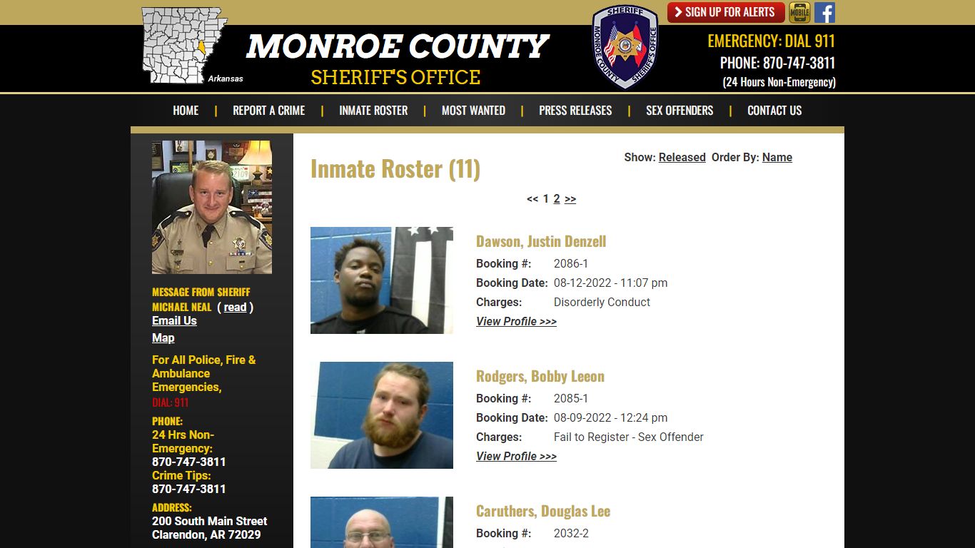 Inmate Roster - Monroe County Sheriff AR